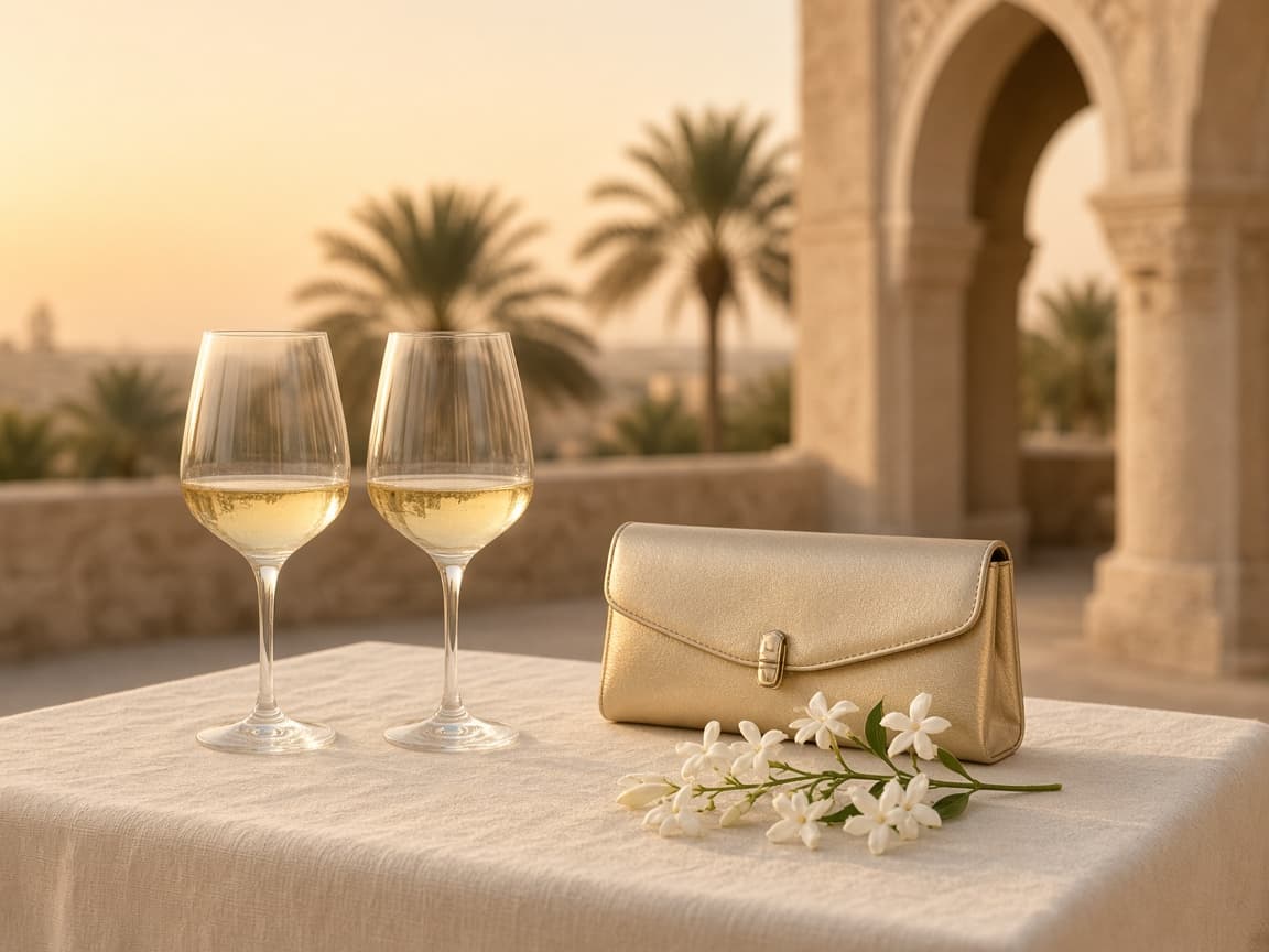 Hotel terrace table set for a quiet date night